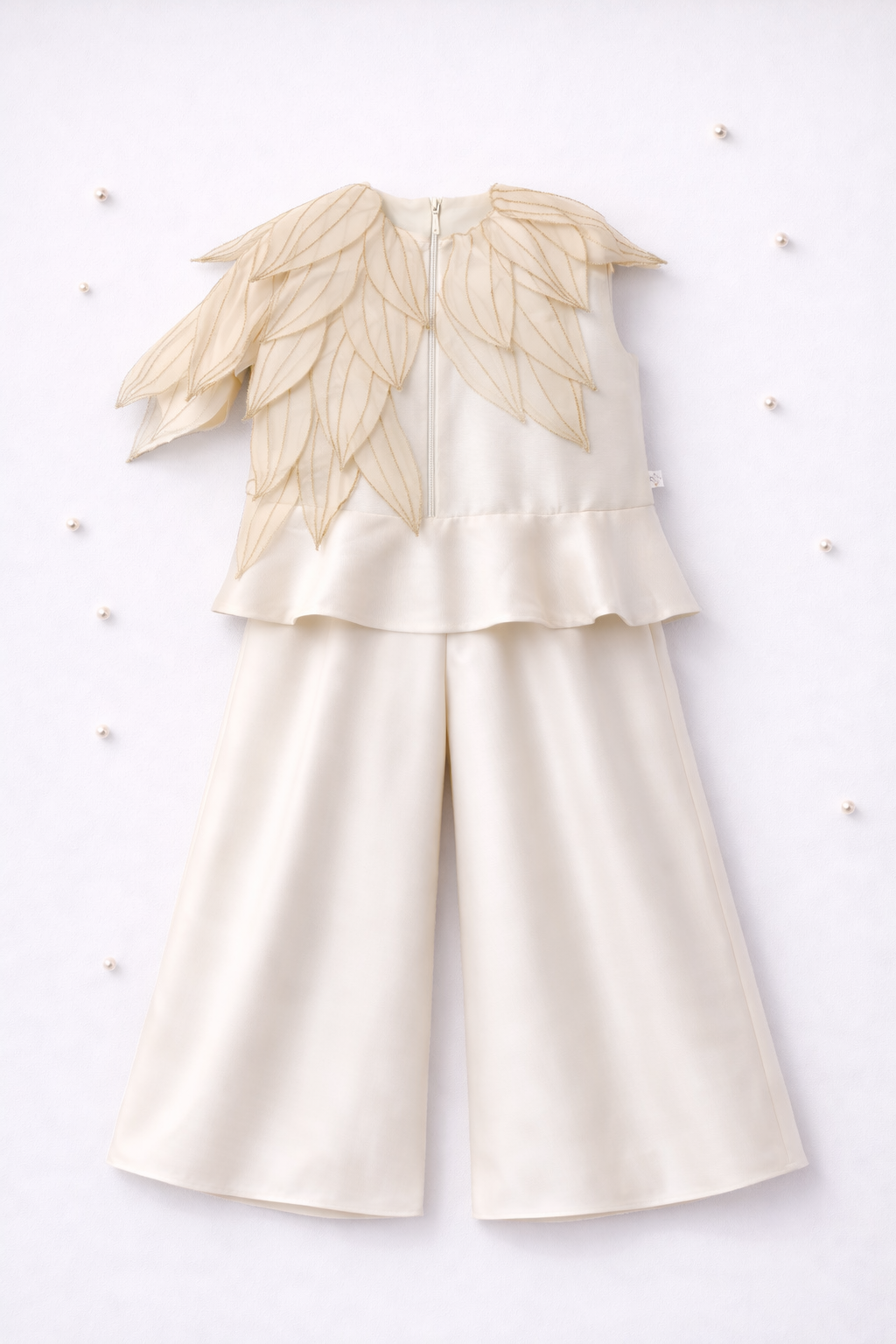 Tissue petals asymetric top and palazzo set