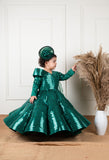 Green Mettalic Lace Gown