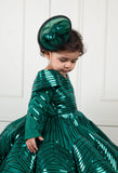 Green Mettalic Lace Gown