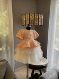 Peach And Ivory Sequence Flowers Dress