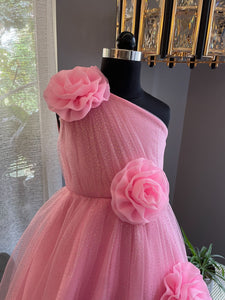 Lotus Pink Shimmer Six Rose Dress