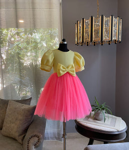 Lemon Fuchsia Pink Double Bow Dress