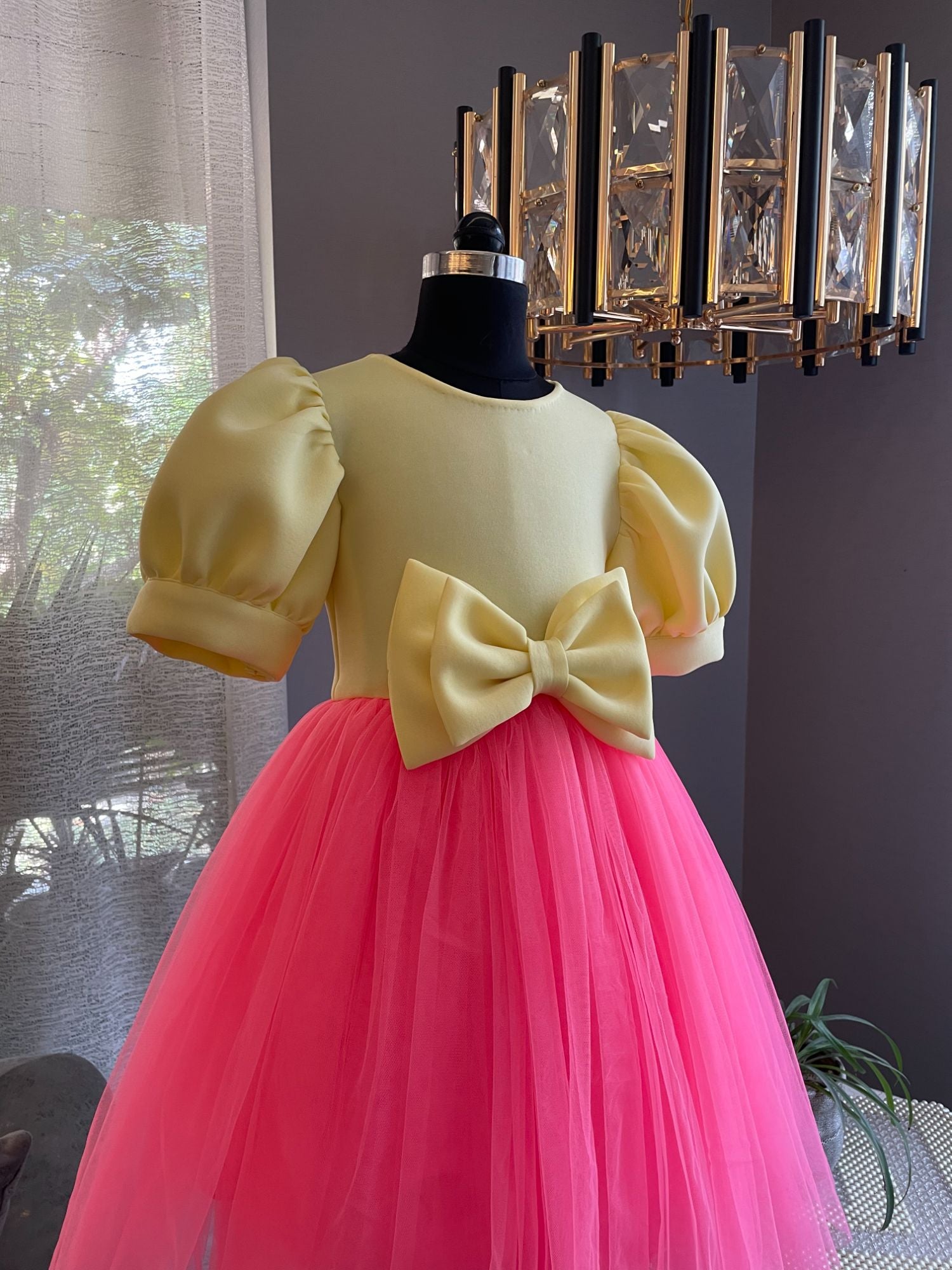 Lemon Fuchsia Pink Double Bow Dress