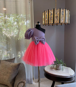 Lavender And Fuchsia Pink Double Bow Dress