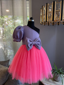 Lavender And Fuchsia Pink Double Bow Dress