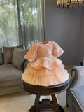 Peach Ivory Flower Sequence Dress