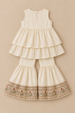 Ivory beaten gold sharara set