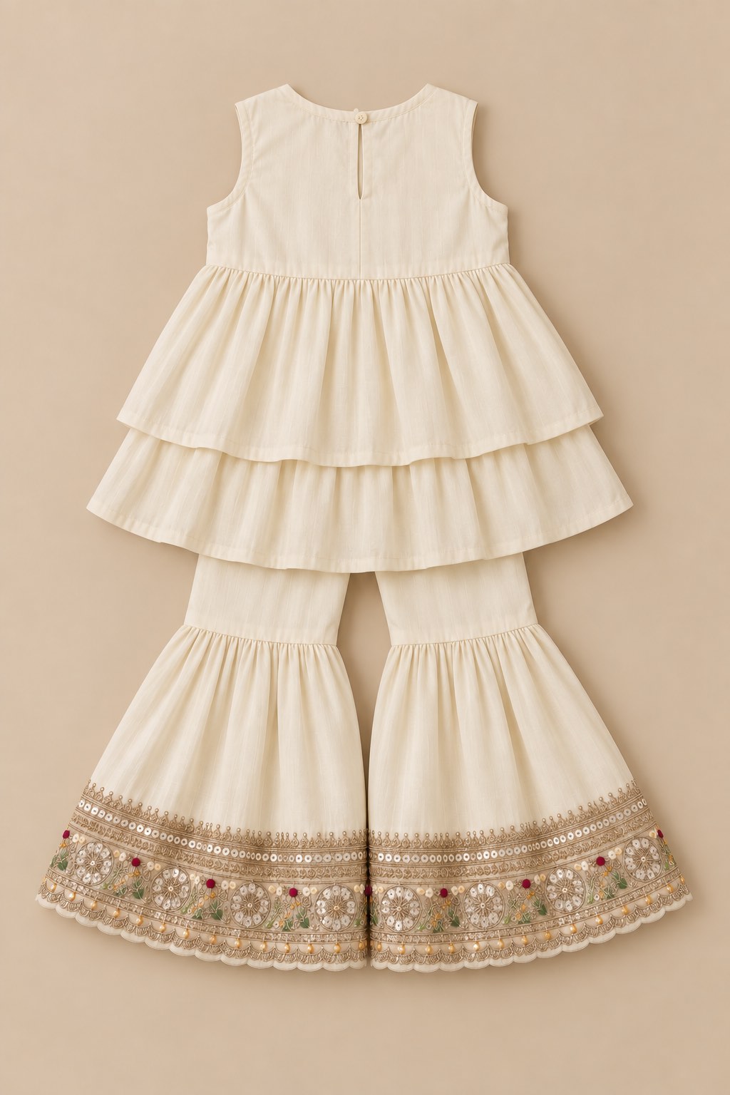 Ivory beaten gold sharara set