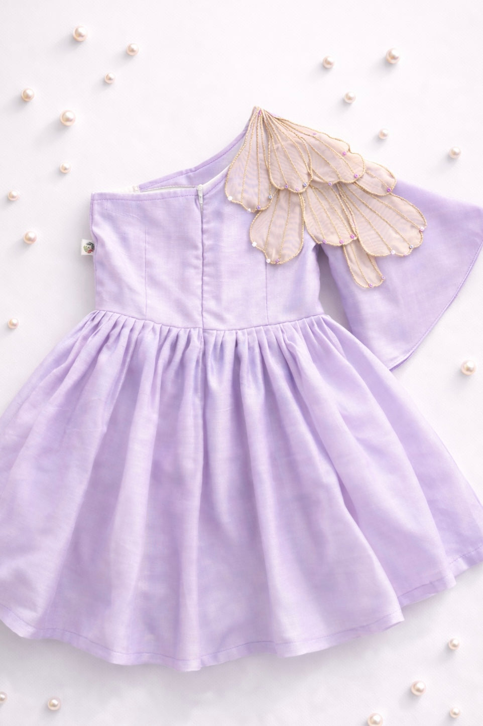 Tissue petals one shoulder dress