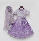 Lilac Thread Work Lehenga For Girls