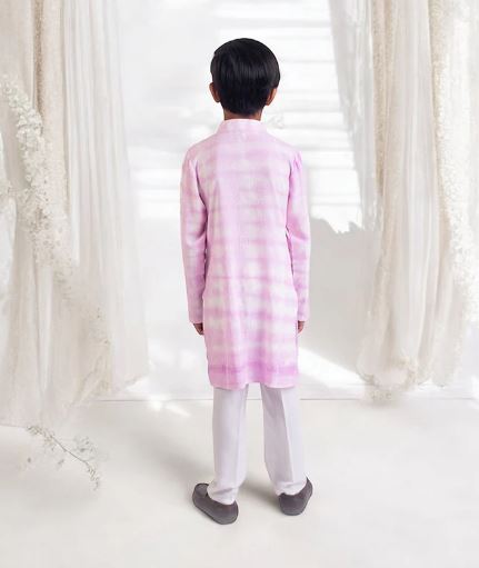 Lilac Tie & Dye attached Jacket With Kurta and Pant