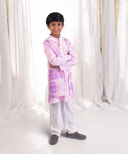 Lilac Tie & Dye attached Jacket With Kurta and Pant