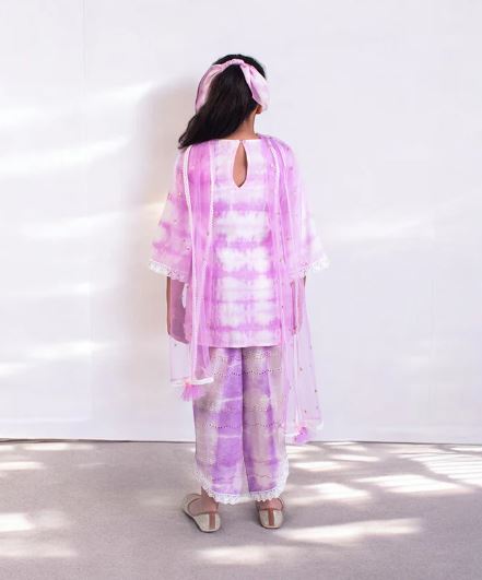 Lilac Tie & Dye Kurti With Pant