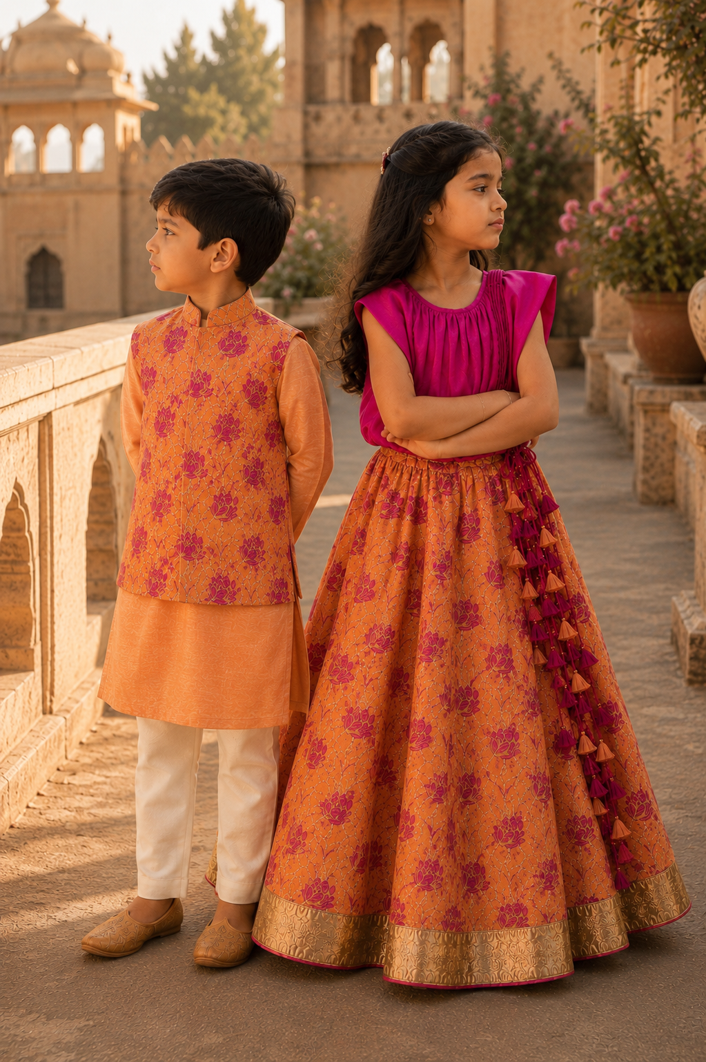 Fushia printed bundi set