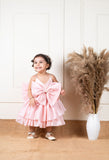 Peach Bow Double Layered Dress