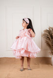 Peach Frill Layered Dress