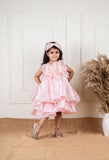 Peach Frill Layered Dress