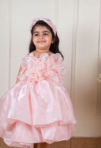 Peach Frill Layered Dress