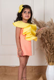 peach yellow ruffle straight dress