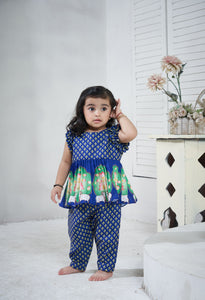 Pichwai Blue Peplum Pant Set