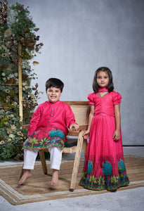 Pink Pichwai Kurta Set