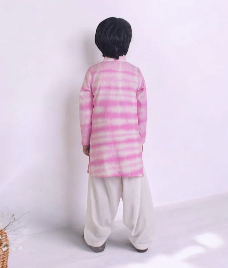 Pink Tie & Dye Kurta With Salwar