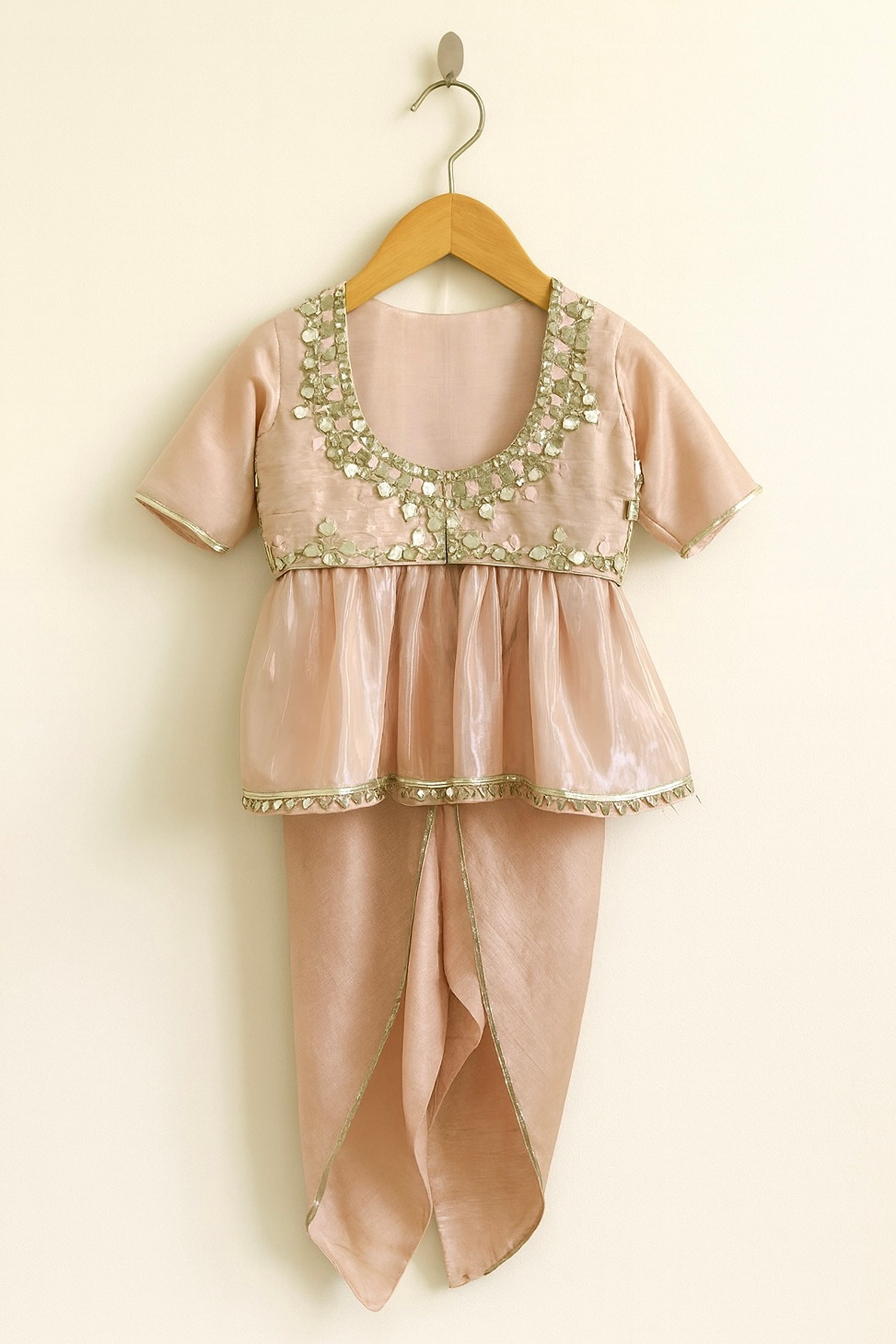 Mirror embroidery tissue dhoti set