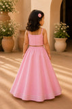 Pink embroidered flower lehnga