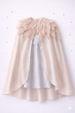 Tissue petals floor length cape and dress