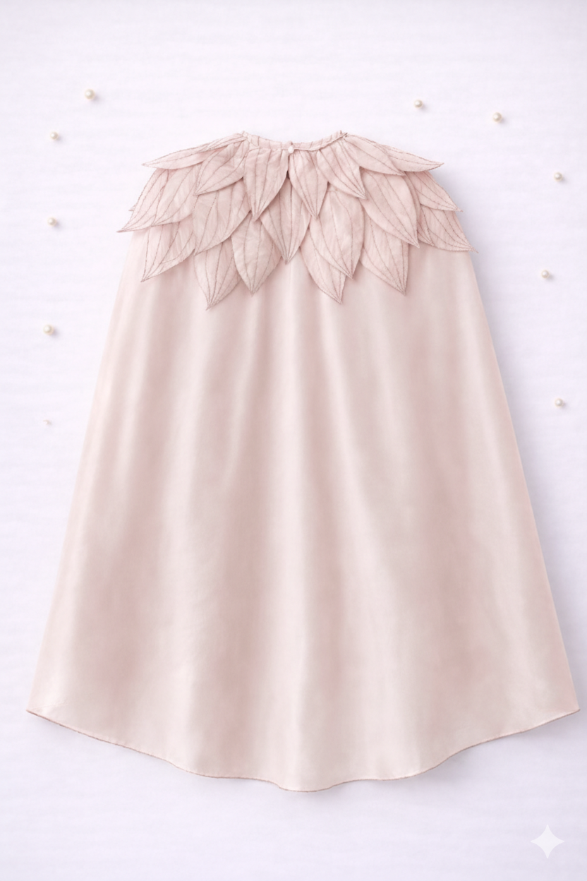 Tissue petals floor length cape and dress