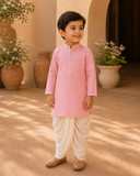 Pink pintuck kurta  and dhoti set