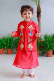 Traditional red embroidered kurta set