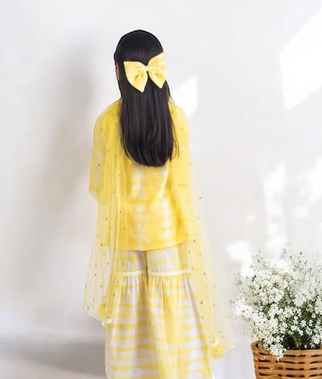 Yellow Tie & Dye Kurti Sharara Set