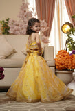 Yellow Printed Organza Lehenga Choli for Girls