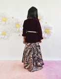 Wine Velvet Sequins Embroidery Gown And Jacket