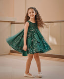 Hand Embroidered Green Tulle Dress