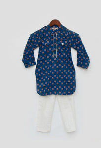 Blue Printed Kurta and Salwar for Boys