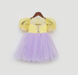 Yellow And Lilac Net Frock