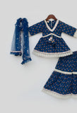 Blue Print Kurti Sharara and Dupatta for Girls