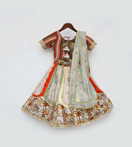 Multi Colour Choli With Printed Lehenga