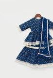 Blue Print Kurti Sharara and Dupatta for Girls