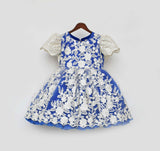 Blue And Off White Lace Frock