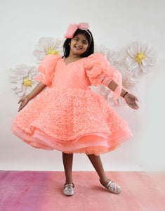 Neon Peach Flower Frock