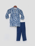 Blue Cotton Print Kurta And Blue Pant