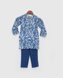 Blue Cotton Print Kurta And Blue Pant