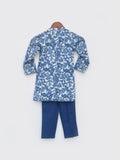 Blue Cotton Print Kurta And Blue Pant