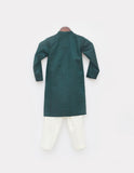 Green Silk Ajkan And Pant