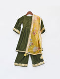 Green Velvet Kurti And Plazo Pant