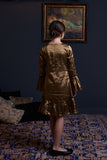 Gathered Sleeves and Hem Gold Dress