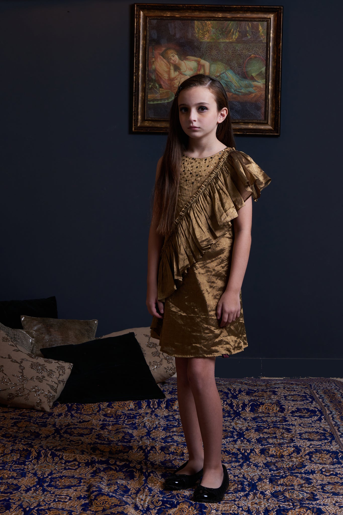 Side Sash Gold Dress